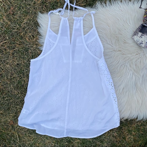 Athleta white eyelet layered knit tank large - Picture 6 of 8
